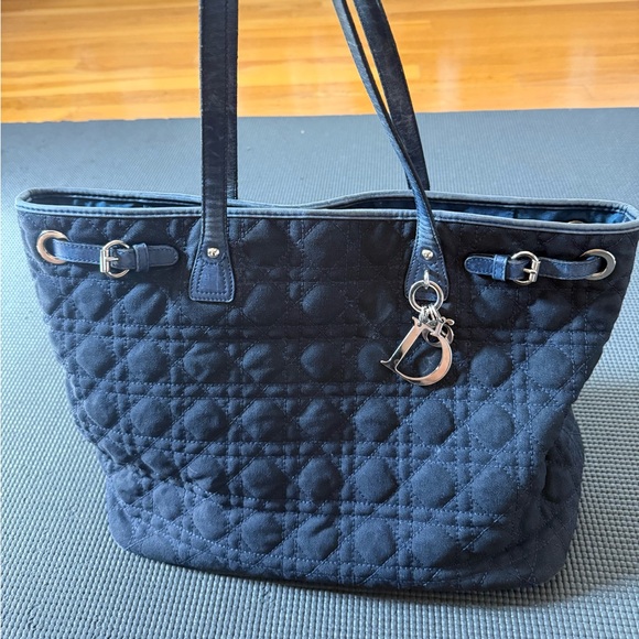 Dior Cannage Panarea Navy Blue Quilted Tote Bag - Picture 1 of 5